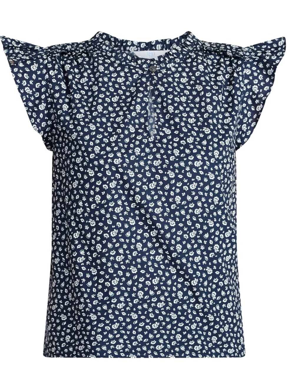 Time and Tru Women's Cotton Split Neck Top with Flutter Sleeves